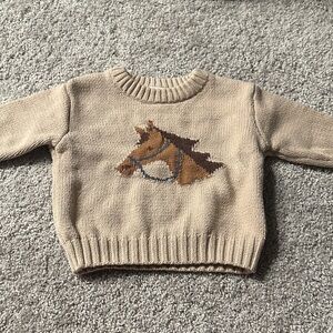 Kids Tan Sweater with Horse Design
